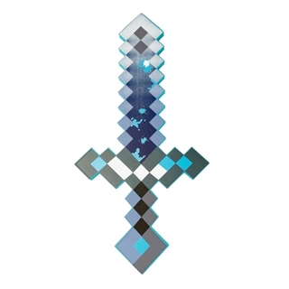 Pixel sværd med blåt mønster – 60 cm